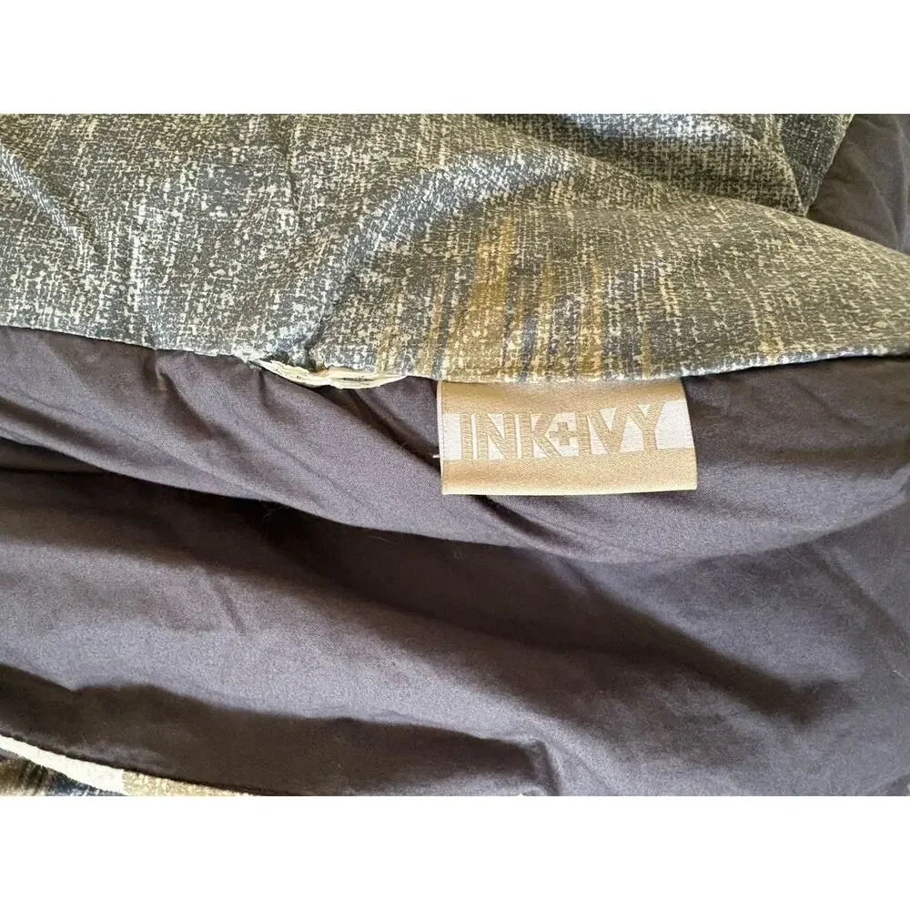 Ink & Ivy Reversible Comforter + Shams Set Full Dusty Blue Chevron Stripe 3pc